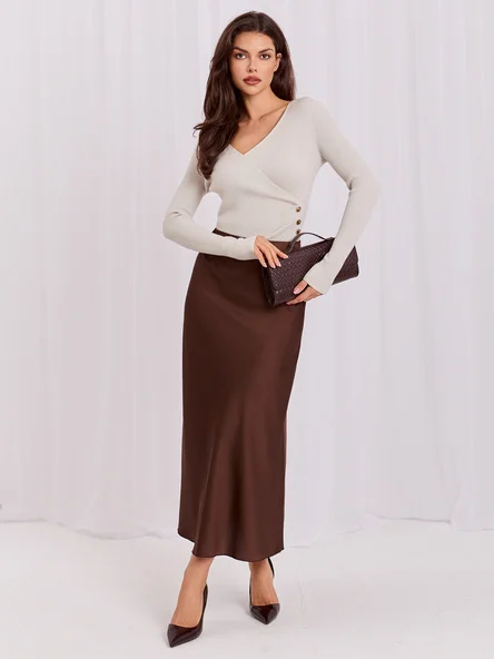 Pulover Dama Maneca lunga, Dungi, ITALY MODA, Bej Eleganta Office
