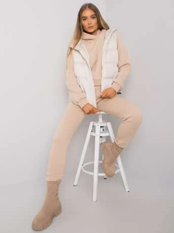 Compleu Dama Maneca lunga, Decolteu cu gluga, ex moda, Bej