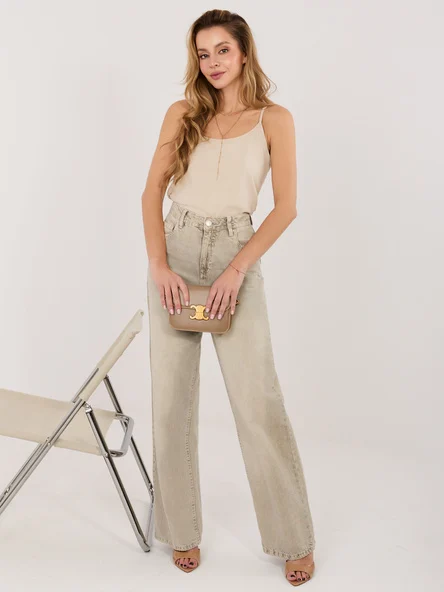 Top Dama Decolteu rotund, Cu bretele, Sublevel, Bej Casual
