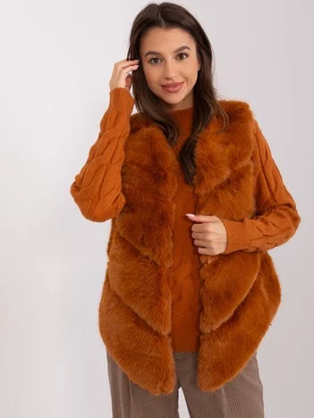 Vesta Dama Fara maneci, Guler inalt, Wool Fashion Italia, Maro de Vara