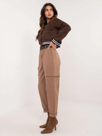 Pantaloni Dama Conica, Guler inalt, Och Bella, Maro Eleganta Office