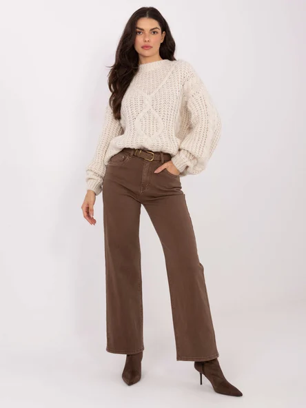 Blugi Dama Croiala dreapta, Guler inalt, M.SARA JEANS, Maro Casual