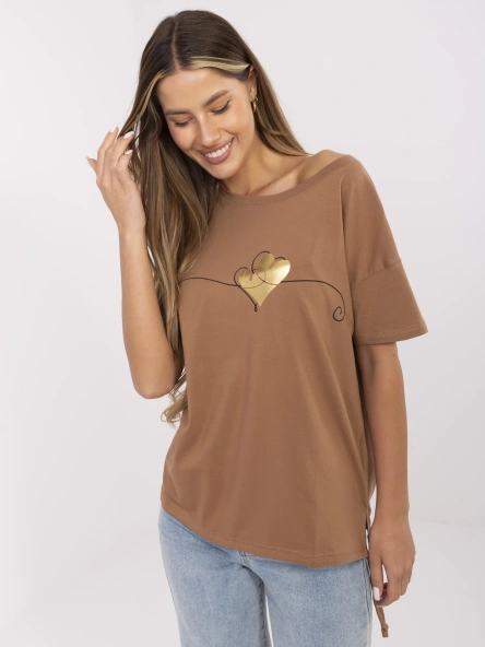 Tricou Dama Mini, Imprimat, Calimera, Maro Casual