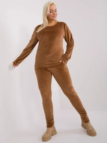 Compleu Dama Maneca lunga, Decolteu rotund, RELEVANCE, Maro Casual Marimi Mari