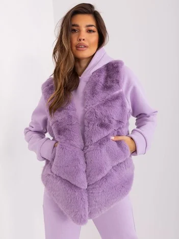 Vesta Dama Fara maneci, Guler inalt, Wool Fashion Italia, Mov de Vara