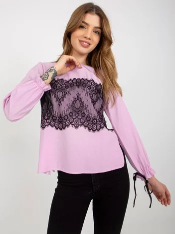 Bluza Dama Maneca lunga, Dantela, LAKERTA, Mov de Petrecere