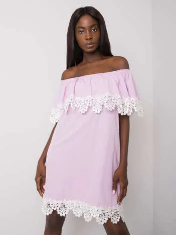 Rochie Dama Mini, Pe umeri, LAKERTA, Mov Eleganta Office