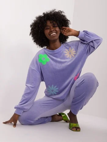 Compleu Dama Maneca lunga, Floral, ITALY MODA, Mov Casual