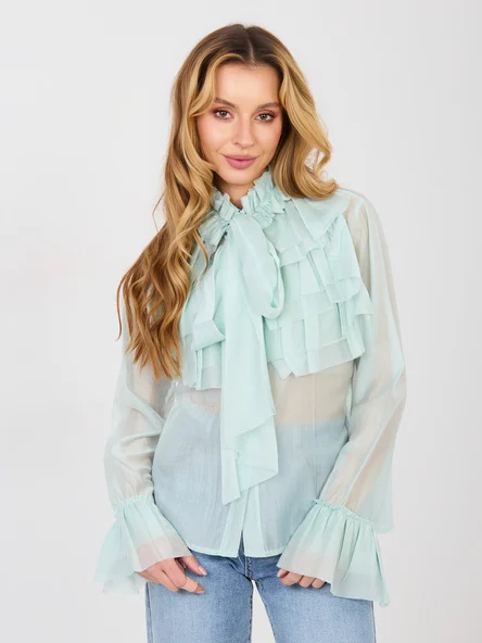 Camasa Dama Guler inalt, Tencel, RED LINE, Menta Eleganta Office