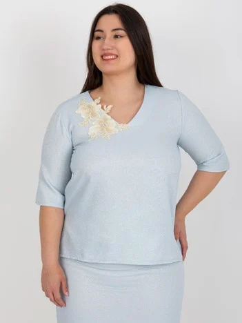 Bluza Dama Mini, Dantela, LAKERTA, Albastru Eleganta Office