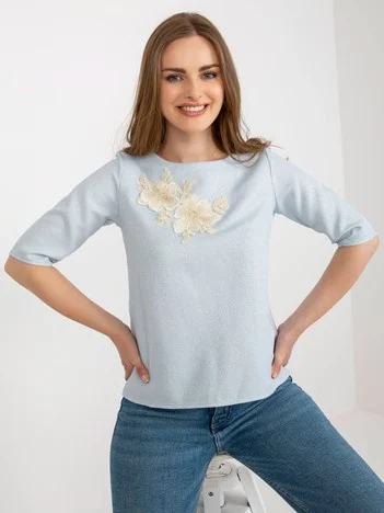 Bluza Dama Mini, Dantela, LAKERTA, Albastru Eleganta Office