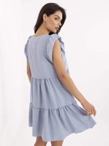 Rochie Dama Mini, Decolteu in V, RUE PARIS, Albastru Eleganta Office