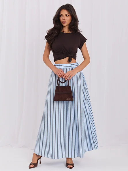 Fusta Dama Midi, Dungi, ITALY MODA, Albastru Eleganta Office