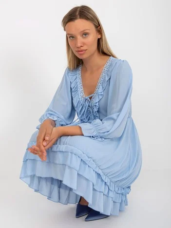 Rochie Dama Maxi, Dantela, Och Bella, Albastru Eleganta Office