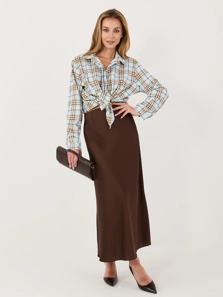 Camasa Dama Carouri, Guler inalt, ITALY MODA, Albastru Eleganta Office
