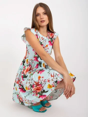 Rochie Dama Mini, Floral, RUE PARIS, Albastru Eleganta Office