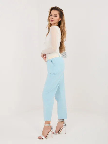 Pantaloni Dama 7/8, Conica, ITALY MODA, Albastru Eleganta Office