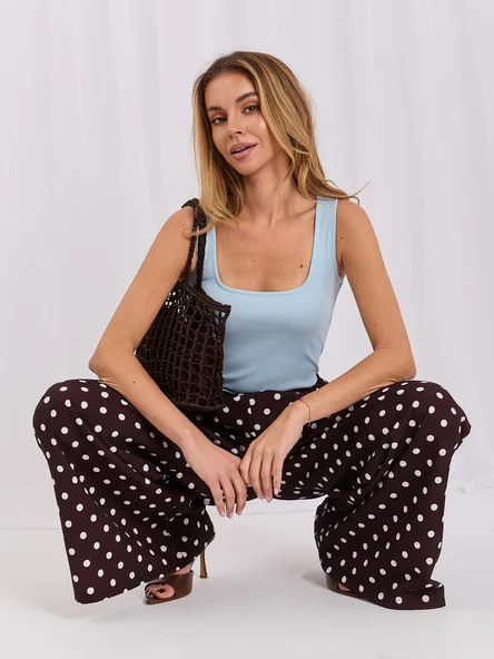 Top Dama Fara maneci, Guler inalt, RUE PARIS, Albastru Casual