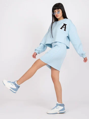 Compleu Dama Mini, Decolteu rotund, ex moda, Albastru