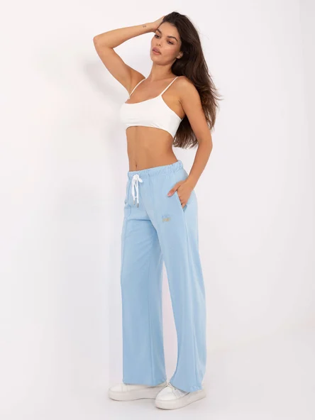 Pantaloni Dama Larga, Guler inalt, RELEVANCE, Albastru Casual