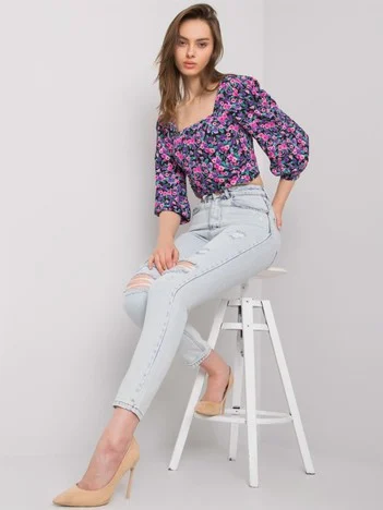 Blugi Dama Lunga, Conica, MOONART, Albastru Casual