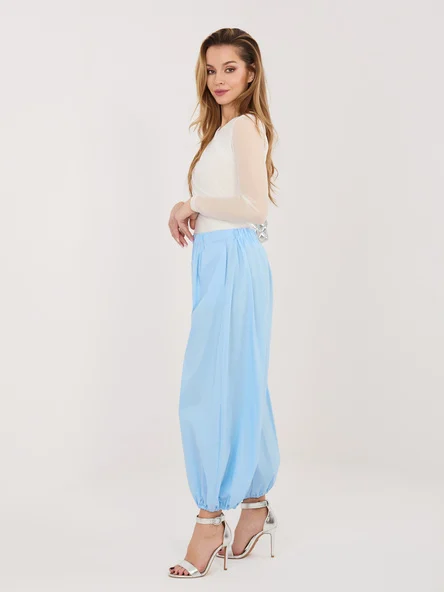 Pantaloni Dama 7/8, Mansete elastice, RUE PARIS, Albastru Casual