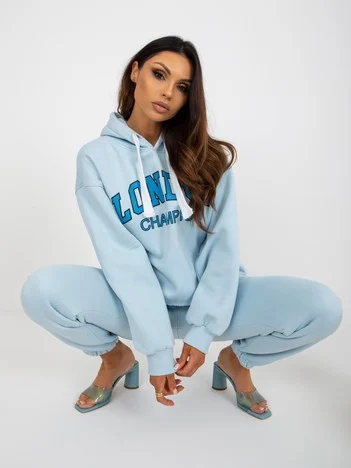 Compleu Dama Maneca lunga, Mansete elastice, ex moda, Albastru Casual