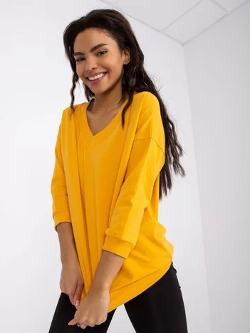 Bluza Dama Maneca 3/4, Decolteu in V, BASIC FEEL GOOD, Portocaliu Eleganta Office