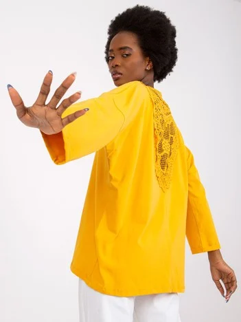 Bluza Dama Maneca 3/4, Dantela, RUE PARIS, Portocaliu Eleganta Office