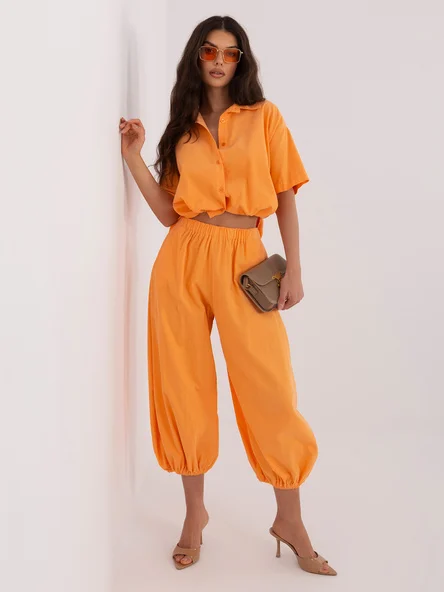 Pantaloni Dama 7/8, Mansete elastice, ITALY MODA, Portocaliu Casual