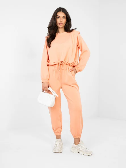 Compleu Dama Maneca lunga, Mansete elastice, RUE PARIS, Portocaliu Casual