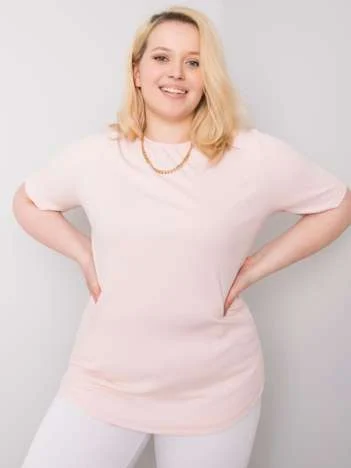 Bluza Dama Mini, Decolteu rotund, BASIC FEEL GOOD, Roz Eleganta Office Marimi Mari