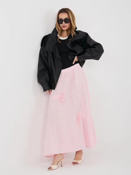 Fusta Dama Midi, Lyocell, ITALY MODA, Roz Casual