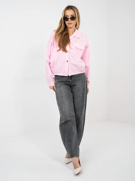 Camasa Dama Mini, Guler inalt, RUE PARIS, Roz Casual