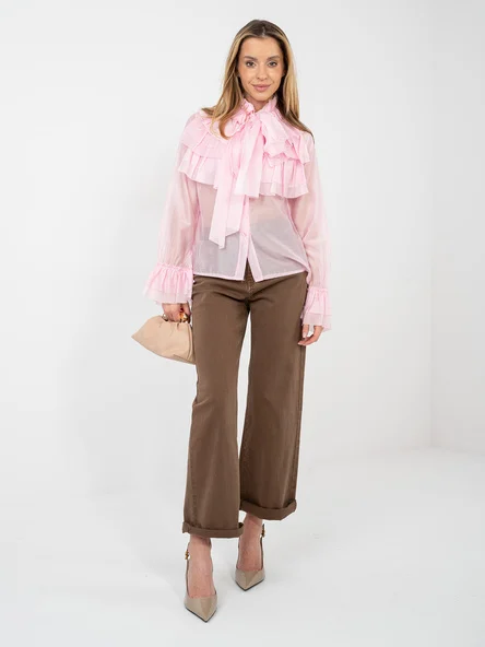Camasa Dama Guler inalt, Tencel, RED LINE, Roz Eleganta Office