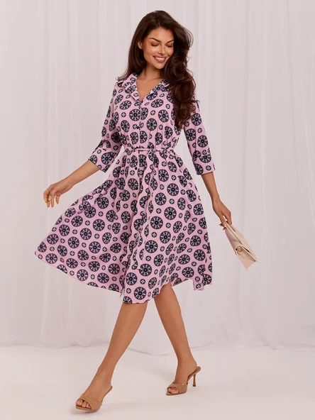 Rochie Dama Midi, Lejera, LAKERTA, Roz Eleganta Office