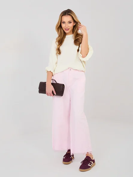 Pantaloni Dama Dantela, Larga, RUE PARIS, Roz Casual