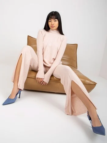Pantaloni Dama Lejera, Guler inalt, COCO ANGELO, Roz Eleganta Office