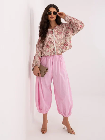 Pantaloni Dama 7/8, Mansete elastice, ITALY MODA, Roz Casual