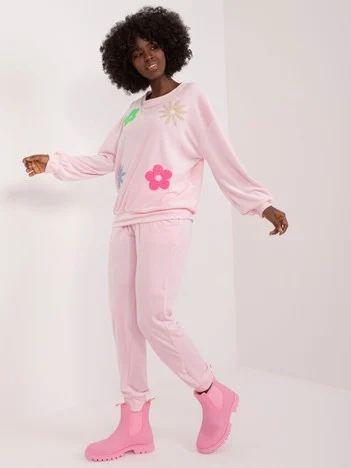 Compleu Dama Maneca lunga, Floral, ITALY MODA, Roz Casual