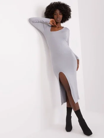 Rochie Dama Maxi, Rochie dreapta, My Red Lips, Gri