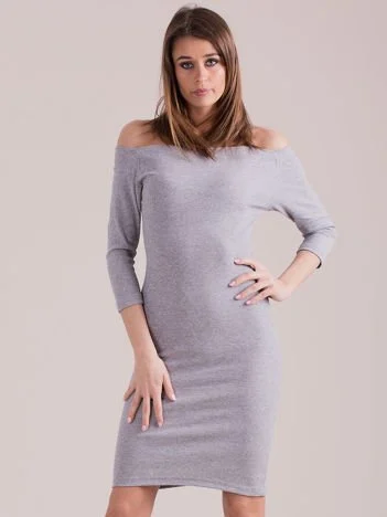 Rochie Dama Maneca 3/4, Rochie creion, PAMUK LINE, Gri Eleganta Office