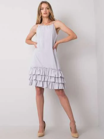 Rochie Dama Mini, Decolteu rotund, RUE PARIS, Gri de Ocazie Nunta