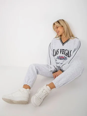 Compleu Dama Maneca lunga, Mansete elastice, ex moda, Gri Casual
