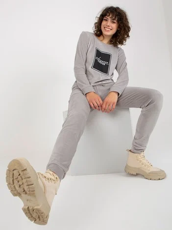 Compleu Dama Maneca lunga, Mansete elastice, RELEVANCE, Gri Casual