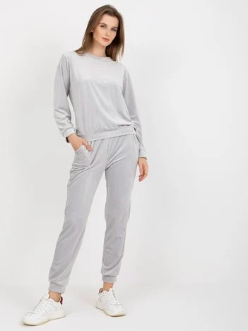 Compleu Dama Lunga, Mansete elastice, RUE PARIS, Gri Casual