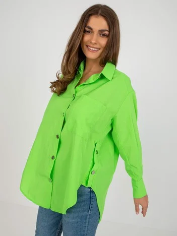Camasa Dama Maneca lunga, Guler inalt, MISS FRA, Verde de Petrecere