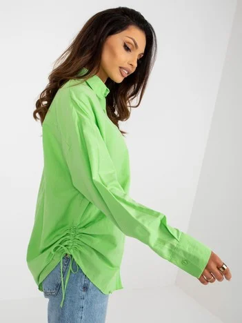 Camasa Dama Maneca lunga, Guler inalt, MISS FRA, Verde de Petrecere