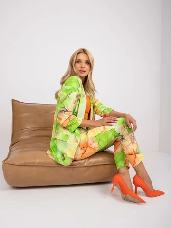 Sacou Dama Maneca 3/4, Imprimat, ITALY MODA, Verde Eleganta Office Marimi Mari