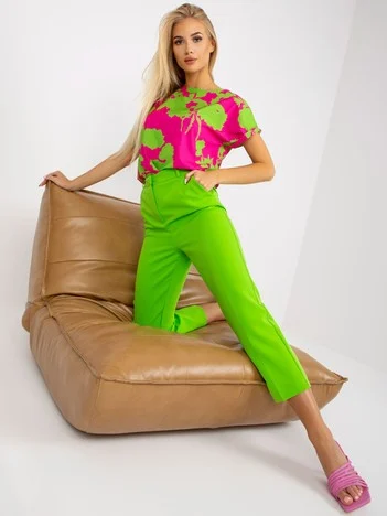 Pantaloni Dama Elegant, Guler inalt, RUE PARIS, Verde de Petrecere